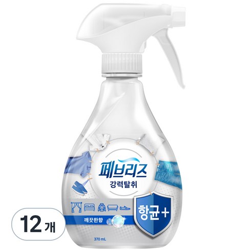 페브리즈 플러스 섬유탈취제, 370ml, 12개, 깨끗한 향