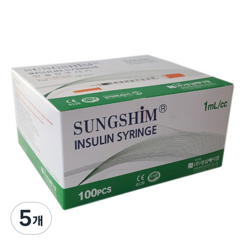 성심 인슐린 주사기 8mm 31g 1ml 100p, 5개