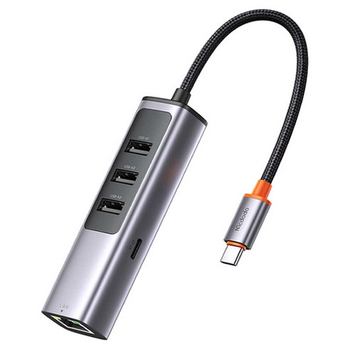 맥도도 C타입 5포트 멀티 허브 USB3.0x3+PD100W+LAN HU111, Deep Grey