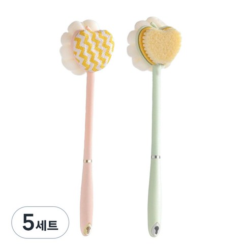 코지웰 부드러운 양면 바디브러쉬 2종 세트 WA5027, 핑크, 그린, 5세트