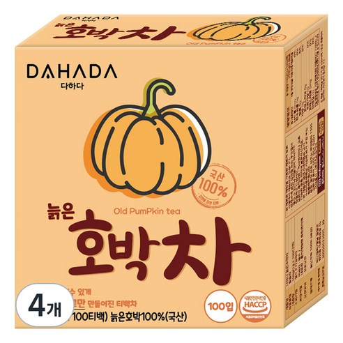 다하다 국산 늙은 호박차, 1g, 100개입, 4개