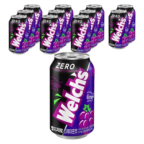 웰치스 제로 그레이프맛, 355ml, 12개 355ml × 12개, 개당 용량 × 총 수량 섬네일