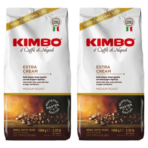 킴보 에스프레소 엑스트라 크림 원두, 1kg, 홀빈(분쇄안함), 2개