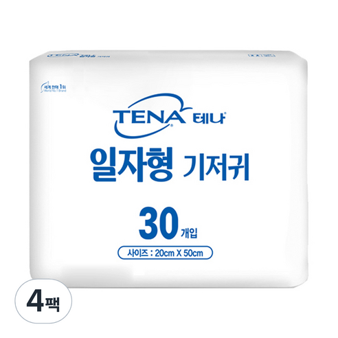 테나 일자형 성인기저귀 서브패드 남녀공용, 20cm x 50cm, 30매입, 4팩