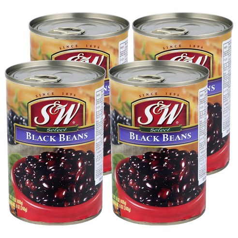S&W 블랙빈 통조림, 400g, 4개