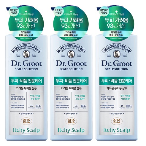 닥터그루트 스칼프 솔루션 가려운 두피용 샴푸 그린 시트러스향, 700ml, 3개