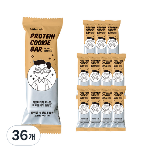 랩노쉬 프로틴 쿠키바 피넛버터, 35g, 36개
