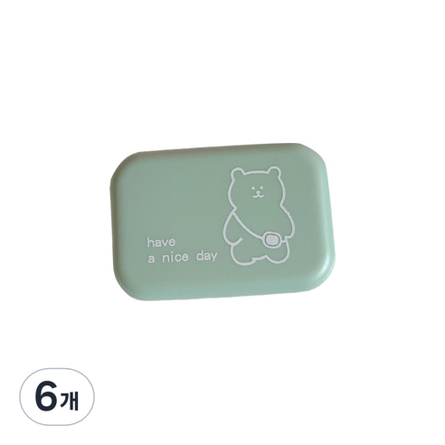 브랜드미 귀여운 곰 렌즈케이스, 그린리틀베어, 6개