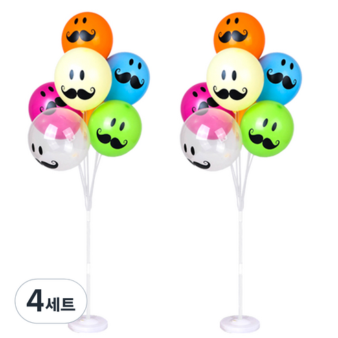 파티쇼 풍선꽂이 장식 세트 130cm, 콧수염혼합, 4세트