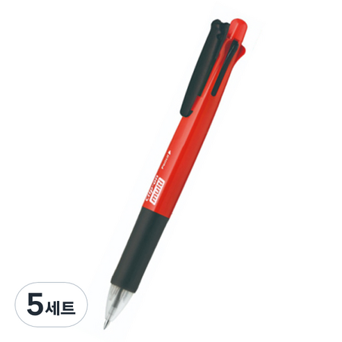 제브라 클립온 멀티 네온 4색 볼펜 0.7mm + 0.5mm 샤프 세트, 레드, 5세트