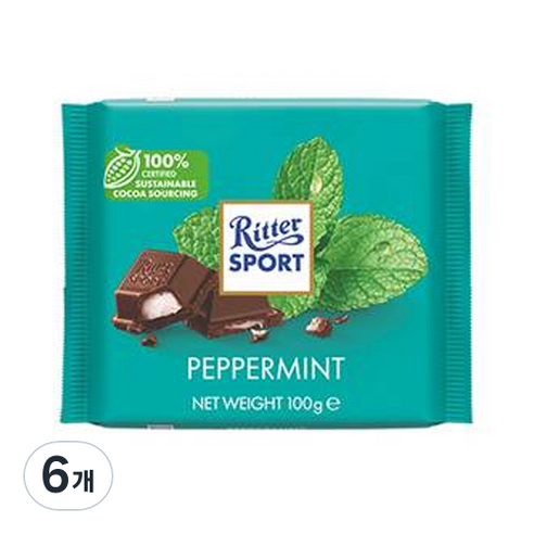 리터스포트 페퍼민트 초콜릿, 100g, 6개