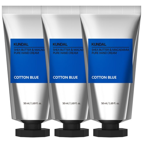 쿤달 퓨어 핸드크림 코튼블루향, 50ml, 3개
