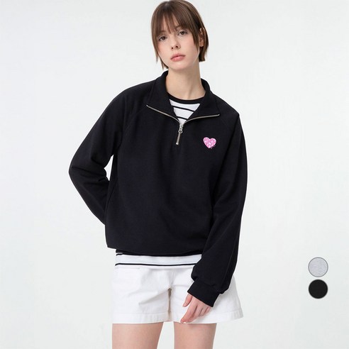 ELLE PARIS 하프집업 그래픽 Heart 스웻셔츠