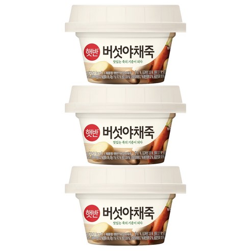 햇반 버섯야채죽, 3개, 268g