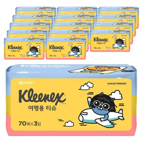 크리넥스 카카오 여행용 티슈, 210매입, 15개