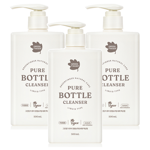 그린핑거 퓨어 젖병 앤 주방세제 액상형, 3개, 500ml