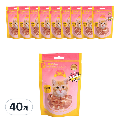 캣몽 고양이용 사사미 40 g 닭, 치즈맛, 40g, 40개
