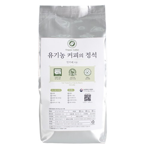 인카페 유기농 커피의 정석 올가닉프레쉬 분쇄 커피, 에스프레소, 500g, 1개