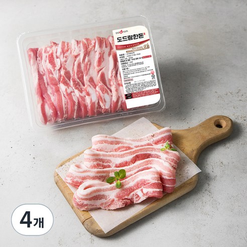 도드람 한돈 1등급 삼겹살 구이용 (냉장), 1kg, 4개