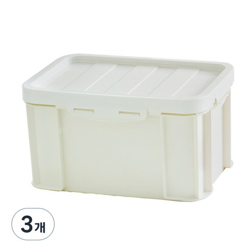 플라팜 국내 제조 탱크 밀폐 리빙박스, 아이보리, 11L, 3개