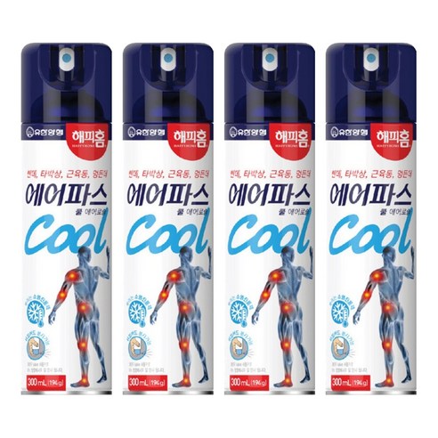 해피홈 에어파스 쿨 에어로솔 300ml, 1개입, 4개