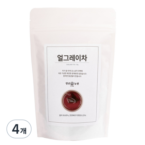 청년농원 저온가공 얼그레이 홍차 삼각티백, 1g, 50개입, 4개