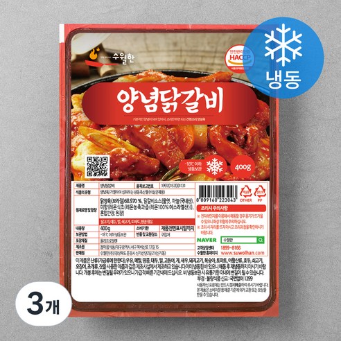 수월한 양념닭갈비 (냉동), 400g, 3개