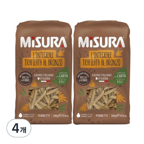 미주라 통밀펜네떼, 500g, 4개