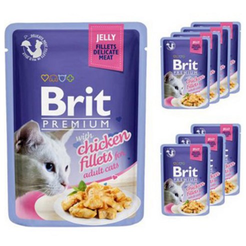 브리트 캣 프리미엄 파우치 습식사료 젤리 치킨, 85g, 8개