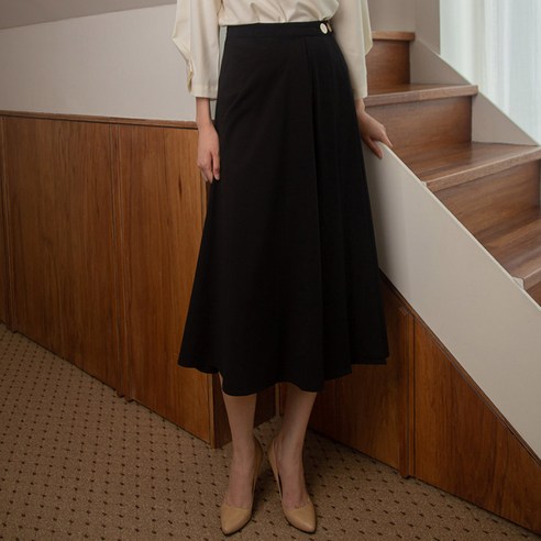 가니송 Gold Button Wrap Long Skirt