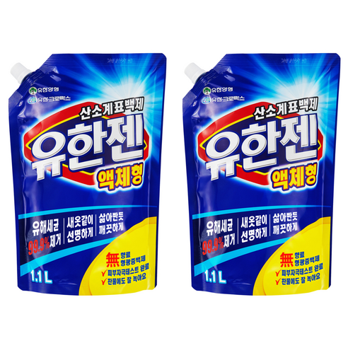 유한젠 산소계표백제 액체형, 1.1L, 2개