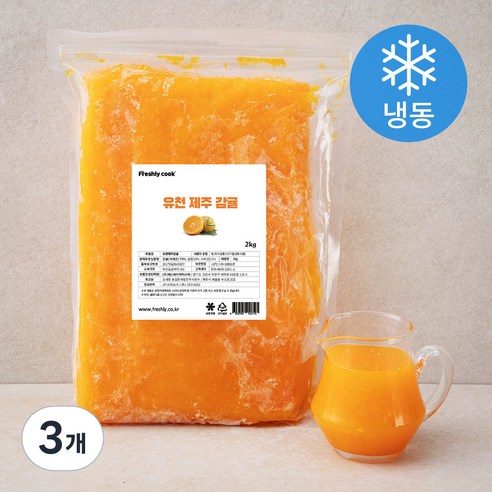 프레슬리쿡 제주 감귤 퓨레 (냉동), 2kg, 3개