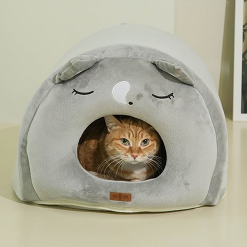 더플래 쿨쿨냥 고양이 숨숨집 하우스, 그레이, 1개
