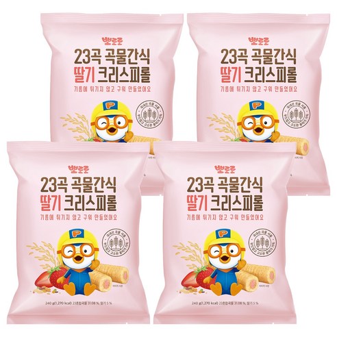 뽀로로 크리스피롤, 딸기맛, 240g, 4개