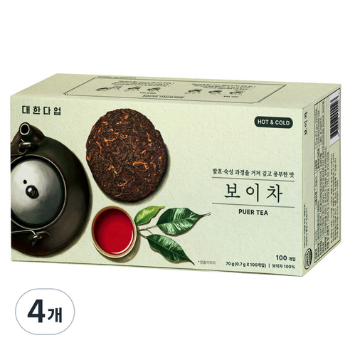 대한다업 보이차, 0.7g, 4개, 100개입