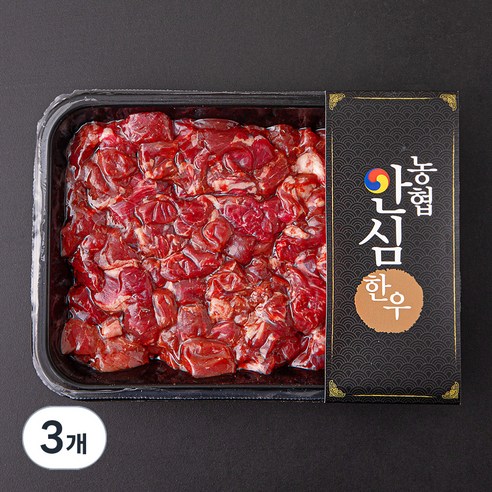 농협안심한우 1등급 정육 세절 국거리용 (냉장), 600g, 3개