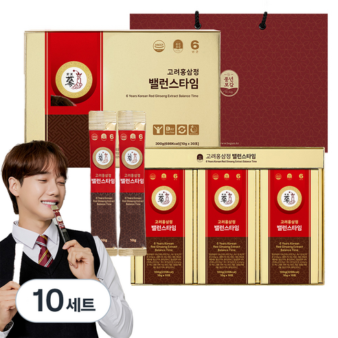 풍년보감 6년근 고려홍삼정 밸런스타임 30포 세트 + 쇼핑백, 300g, 10세트