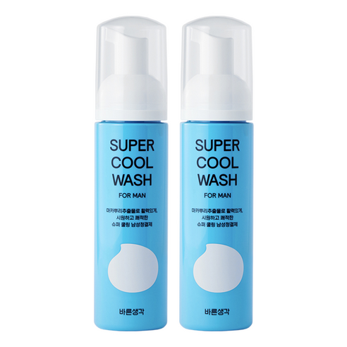 바른생각 슈퍼 쿨 워시 포 맨 남성청결제, 200ml, 2개