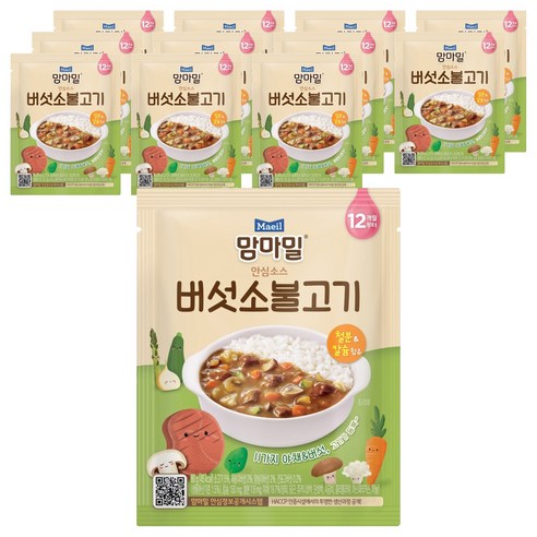 맘마밀 안심소스 버섯소불고기 2p, 버섯소불고기맛, 80g, 12개