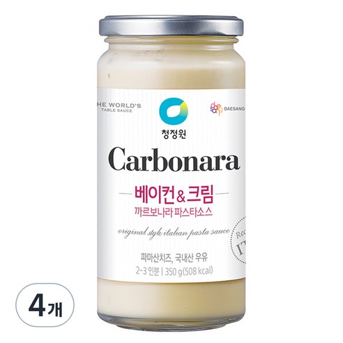 청정원 베이컨 앤 크림 까르보나라 파스타 소스, 350g, 4개