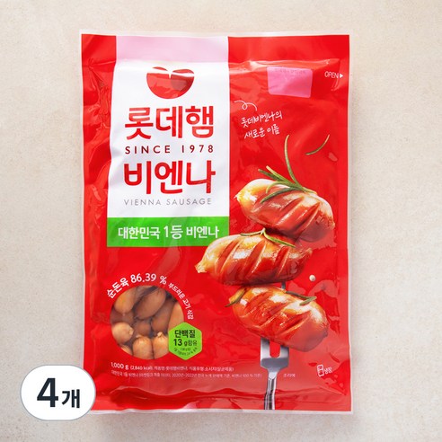 롯데햄 롯데비엔나 소시지, 1kg, 4개