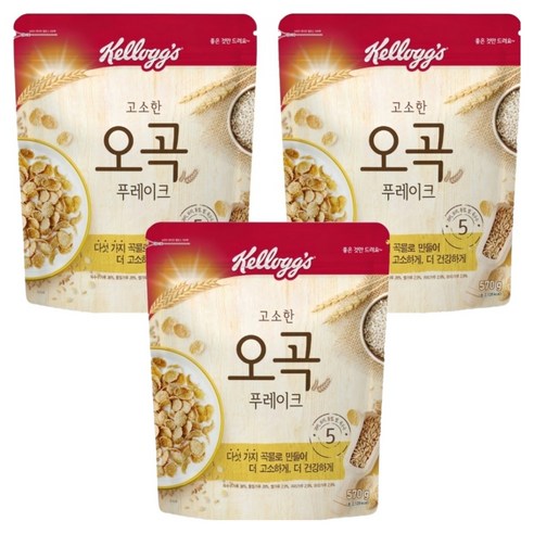 켈로그 오곡 푸레이크 시리얼, 570g, 3개