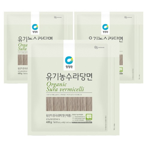 청정원 유기농 수라당면, 400g, 3개