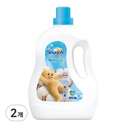 스너글 초고농축 섬유유연제 오리지널 허거블 코튼 본품, 4L, 2개