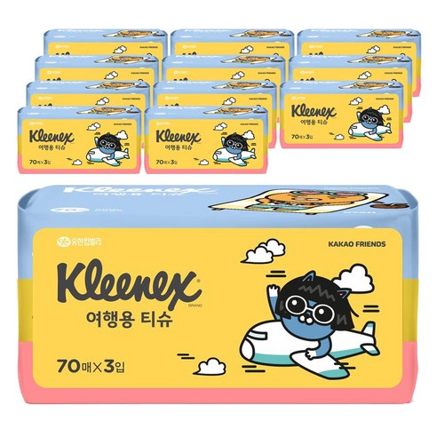 크리넥스 카카오 여행용 티슈, 210매입, 12개