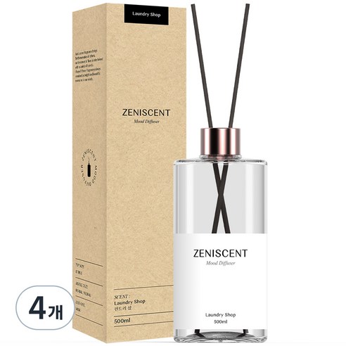 제니센트 무드 대용량 디퓨저 실내방향제, 런드리 샵, 500ml, 4개
