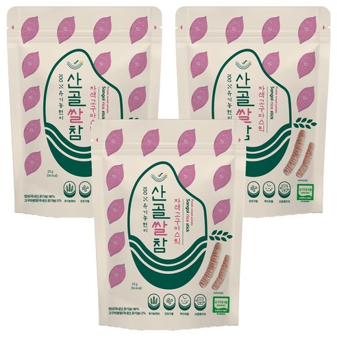 에코맘의산골이유식 산골쌀참, 자색고구마, 25g, 3개