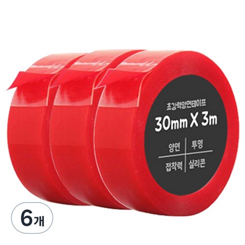 다다 고강력 양면테이프 30mm x 3m, 6개