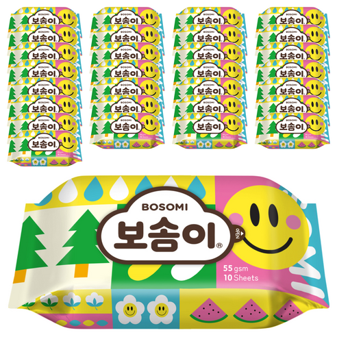 보솜이 펀앤플레이 라이트 물티슈 휴대용, 10매, 30개, 55g