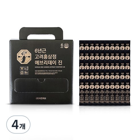 자연허브 6년근 고려홍삼정 에브리데이 진 홍삼스틱 실속형, 750ml, 4개